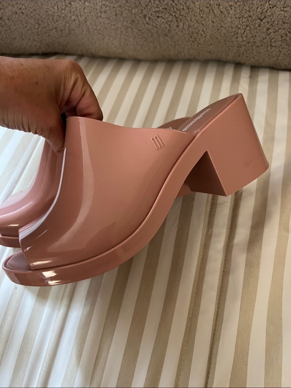 Melissa Women's Dusty Rose Open-Toe Block Heel Mules - Picture 3 of 6